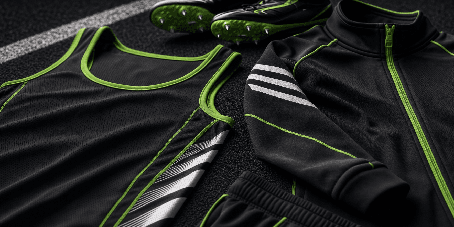 Piedmont Steppers uniform details with black, green, and silver gear